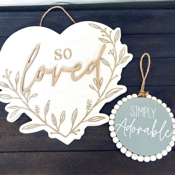 Rustic Boho Adorable Loved Farmhouse Nursery Wall Decor Signs - Picture 1 of 4